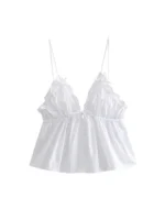 Women's Sexy Fashion Bow Tied Ruffled V-Neck Tank Top Thin Straps Backless Camisole Female Mujer - Image 4