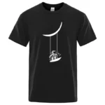 Summer Men's T-shirt Cotton Blend Short Sleeve Funny Astronaut Print Men Top Casual Loose Tee Shirts Mens O-neck Male T-shir - Image 2