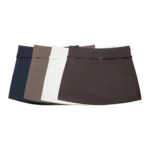 Women's Solid Color Skort with Belt Side Zipper Casual Shorts Skirts Fashionable And Stylish Women's Clothing