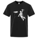 Summer Men T-shirt High Quality Blend Cotton Funny Astronaut Print Casual Loose Cool Men Casual Loose O-neck Men Tshirt Tee Top