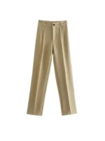 Women Chic Fashion Office Wear Straight Pants Vintage High Waist Zipper Fly Female Trousers Mujer - Image 6