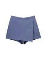 Women Fashion Pareo Style Asymmetric Shorts Skirts Vintage High Waist Side Zipper Female Skort Mujer - Image 6