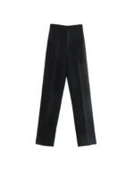 Women Chic Fashion Office Wear Straight Pants Vintage High Waist Zipper Fly Female Trousers Mujer - Image 5