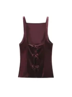 Women's Strappy Tank Tops with Back Bow, Straight Neck, Side Zipper, Female Camis, Sexy Fashion - Image 3