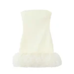Women's Strapless Tulle Mini Dress with Voluminous Hem Back Zipper Fashion Female Dresses Vestidos Mujer