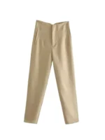 Women Chic Fashion With Seam Detail Office Wear Pants Vintage High Waist Zipper Fly Female Ankle Trousers Mujer - Image 5