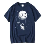 Summer Men T-shirt High Quality Cotton Blend Funny Spaceman Design Printing Casual Short Sleeve Cool Loose Tshirt Male Tops - Image 2