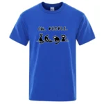 Men's T-shirt High Quality Cotton Blend Funny Cool Cat Printed Summer Fashion Casual Loose Cool for Men O-Neck Male T-Shirt Tops - Image 4