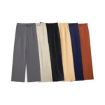 Women Fashion With Darts Front Pockets Wide Leg Pants Vintage High Waist Zipper Fly Female Trousers Mujer