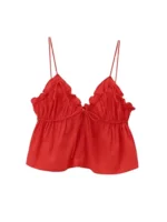Women's Sexy Fashion Bow Tied Ruffled V-Neck Tank Top Thin Straps Backless Camisole Female Mujer - Image 2