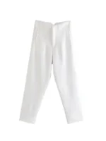 Women Chic Fashion With Seam Detail Office Wear Pants Vintage High Waist Zipper Fly Female Ankle Trousers Mujer - Image 3