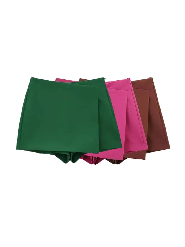 kf-S79dd0a2bef09494fa94c3b50ea50c3baA-1 Asymmetric Shorts Skirts for Women, High Waist, Side Zipper, Female Skort, Chic Fashion - Image 1