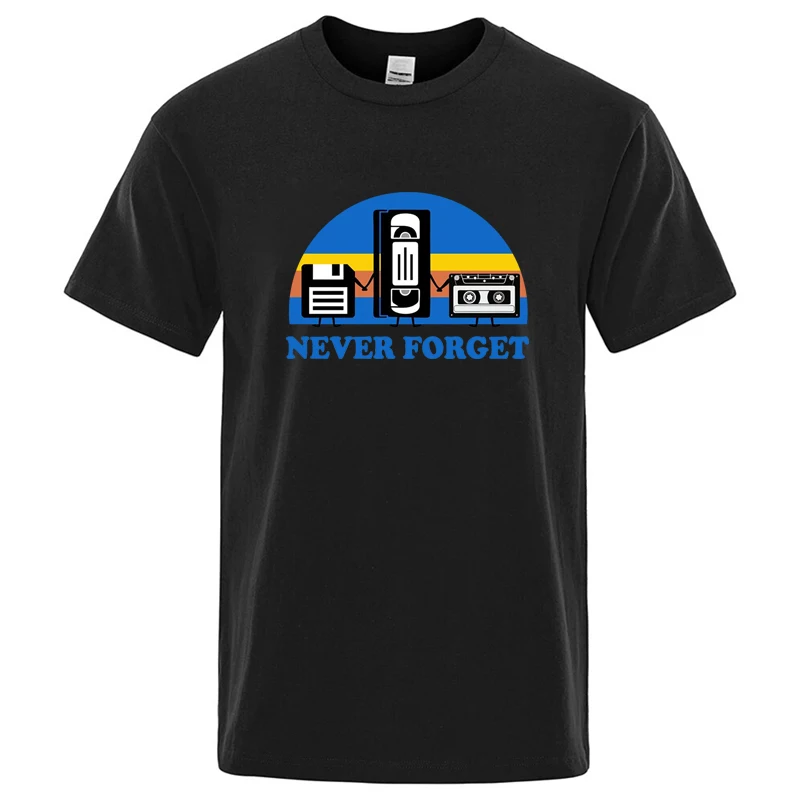 kf-Sc1d91a7c10ae4402b12a54b249cc9b16O-1 Never Forget Sarcastic Graphic Music Funny Printed Cotton Blend T-Shirt Men Loose Male Tshirt Casual Breathable Short Sleeve - Image 1