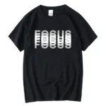 Summer Men's Cotton Blend High Quality Casual Sports Loose Oversized Funny Focus Print Round Neck Short Sleeved T-shirt Tops