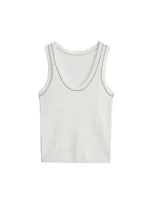 Women's Sleeveless Knit Tank Tops, V Neck ,Contrast Trims, Female Camis, Chic Vest Fashion - Image 5