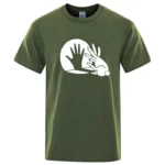 Men's High Quality T-shirt Cotton Blend Funny Shadow Puppet Design Print Summer Casual Loose O-neck for Male T-shirt Tops Tees