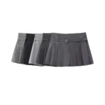 Pleated Shorts Skirts for Women, With Belt,Side Zipper, Mid Waist, Female Skort,Fashion