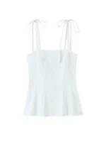 Women's Fashion Bows Fitted Tank Top Straight Neck Thin Straps Camisole Female Fashionable Summer Top - Image 4
