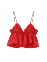 Women's Sexy Fashion Bow Tied Ruffled V-Neck Tank Top Thin Straps Backless Camisole Female Mujer - Image 3