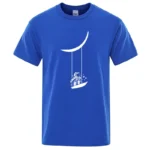 Summer Men's T-shirt Cotton Blend Short Sleeve Funny Astronaut Print Men Top Casual Loose Tee Shirts Mens O-neck Male T-shir - Image 4