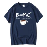 Men's T-shirt 100% Cotton Casual Funny Energy=Milk+Coffee Print Loose O-neck Cool Top For Men Short Sleeve Summer Male Tees - Image 2