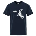 Summer Men T-shirt High Quality Blend Cotton Funny Astronaut Print Casual Loose Cool Men Casual Loose O-neck Men Tshirt Tee Top - Image 2