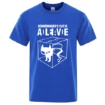 Men's T-shirt High Quality Cotton Blend Schrodinger's Cat Printing Summer Casual Cool Loose O-neck for Men T-shirt Male Tops - Image 5