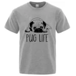 Men's High Quality T-Shirt Cotton Blend Funny Pug Printed Loose Male Crewneck T-Shirt Short Sleeve O-Neck Men T-Shirt Tops Tees