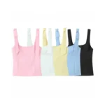 Women Fashion Straps With Bow Fitted Tank Top Square Collar Side Zipper Female Camis Mujer