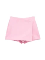Women Fashion Asymmetric Pareo Style Self Overlay Shorts Skirts Vintage High Waist Side Zipper Female Skort Mujer - Image 2