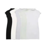 TRZA Women Fashion Stretch Knit Mini Dress Vintage High Neck Sleeveless Female Dresses Vestidos Mujer