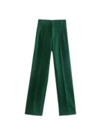 Women Chic Fashion Office Wear Straight Pants Vintage High Waist Zipper Fly Female Trousers Mujer - Image 4