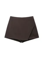 Women's Asymmetric Solid Color Skort Casual Side Zipper Shorts Skirts for Spring Summer Fashion - Image 2