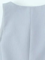 Women's Fashion Striped Patchwork Vest Sleeveless V-Neck Waistcoat Chic Outerwear Front Button Chic Vest Tops - Image 5