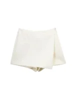 Women Fashion Pareo Style Asymmetric Shorts Skirts Vintage High Waist Side Zipper Female Skort Mujer - Image 5