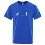 Men High Quality Cotton Blend Funny Dinosaur Print T Shirt Loose O-neck Summer Cool Men Tshirt Short Sleeve T-shirt Male Tee Top - Image 2