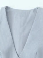 Women's Fashion Striped Patchwork Vest Sleeveless V-Neck Waistcoat Chic Outerwear Front Button Chic Vest Tops - Image 3