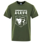 Men's T-shirt High Quality Cotton Blend Schrodinger's Cat Printing Summer Casual Cool Loose O-neck for Men T-shirt Male Tops - Image 4