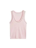 Women's Sleeveless Knit Tank Tops, V Neck ,Contrast Trims, Female Camis, Chic Vest Fashion - Image 4