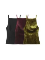 Women's Strappy Tank Tops with Back Bow, Straight Neck, Side Zipper, Female Camis, Sexy Fashion