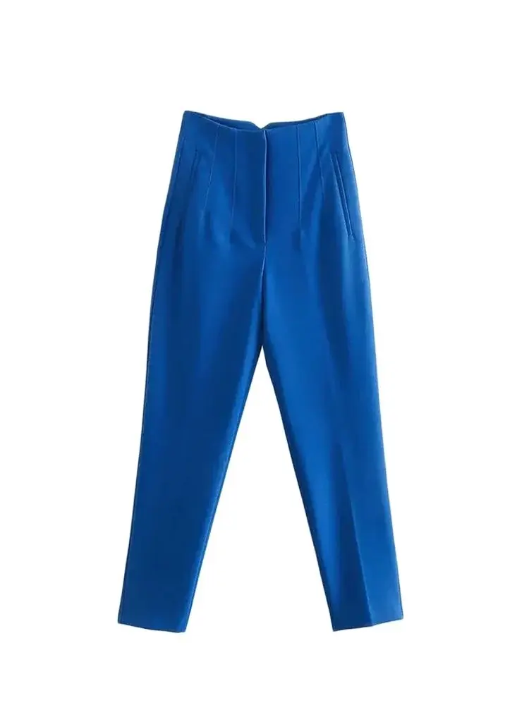 kf-Sd3fb74b4b3fc42e289e326fe84723d67p-1 Women Chic Fashion With Seam Detail Office Wear Pants Vintage High Waist Zipper Fly Female Ankle Trousers Mujer - Image 1