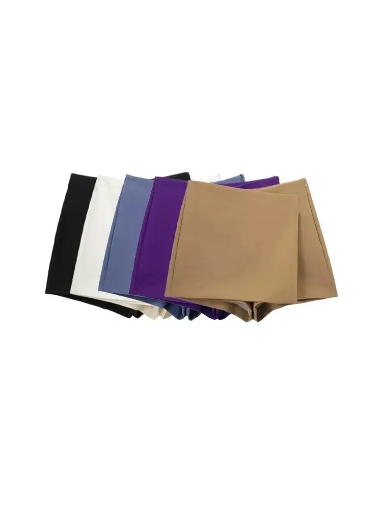 kf-Sc073266adfb74ed3b1f03e272b83e3afK-1 Women Fashion Pareo Style Asymmetric Shorts Skirts Vintage High Waist Side Zipper Female Skort Mujer - Image 1