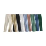 Women Chic Fashion Office Wear Straight Pants Vintage High Waist Zipper Fly Female Trousers Mujer