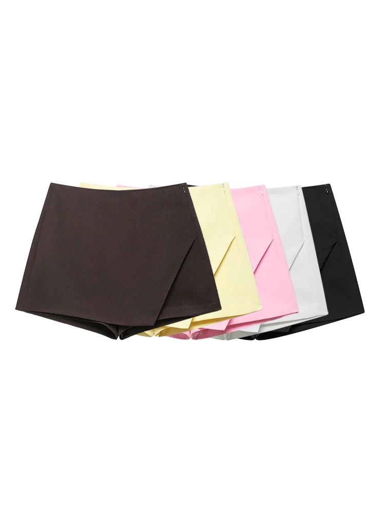 kf-Sb278bcad699f481289896d31adf9eaa1x-1 Women's Asymmetric Solid Color Skort Casual Side Zipper Shorts Skirts for Spring Summer Fashion - Image 1