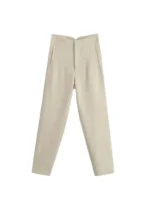 Women Chic Fashion With Seam Detail Office Wear Pants Vintage High Waist Zipper Fly Female Ankle Trousers Mujer - Image 2