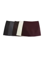 High Waist Solid Skort for Women Fashion Side Zipper Female Shorts Skirts Mujer